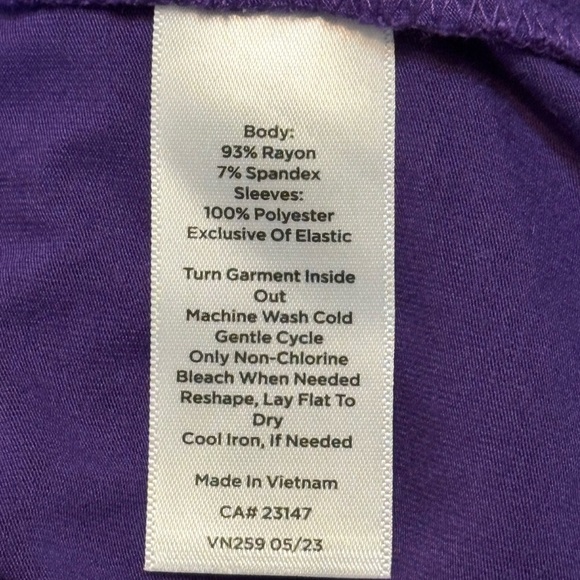 Talbots Vibrant Purple Blouse with Sheer Textured Sleeves size Large - Picture 5 of 12